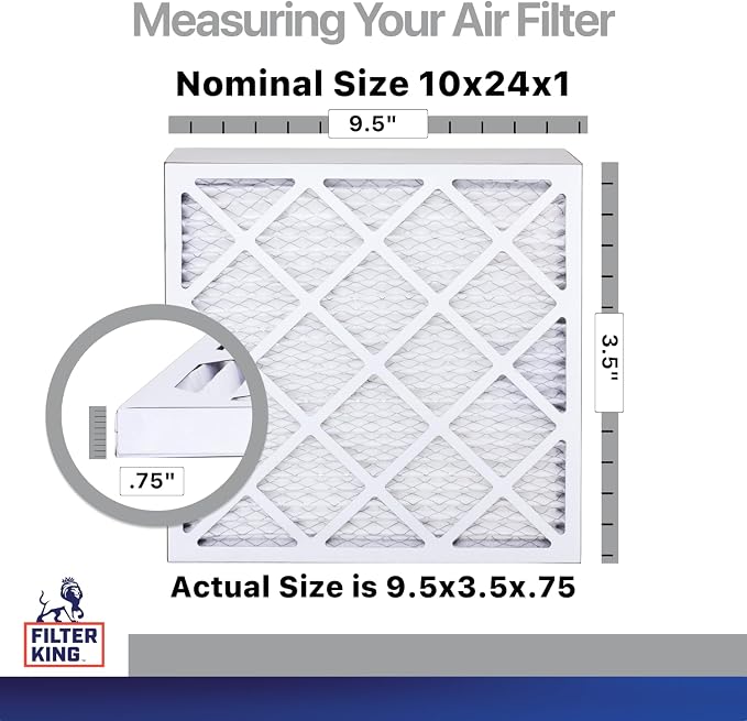 10x24x1 Air Filter | 4-PACK | Carbon MERV 8 HVAC Pleated A/C Furnace Filters | MADE IN USA | Actual Size: 9.5 x 23.5 x.75"