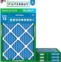 10x24x1 Air Filter MERV 13 Optimal Smoke & Allergy Defense (4-Pack), Electrostatic Pleated HVAC AC Furnace