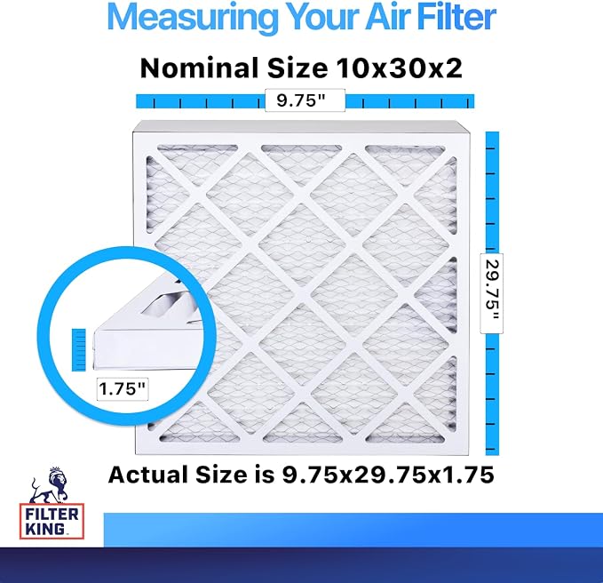 10x30x2 Air Filter (MERV 8) (6-Pack) Dust & Allergy Control AC Furnace Filters, MADE IN USA, HVAC, Pleated, Electrostatic