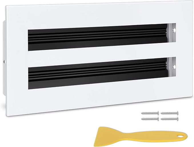 10x4 Modern AC Vent Cover, Decorative White Air Vent (Duct Opening Cutout), All Aluminium Standard Linear Slot Diffuser, Low