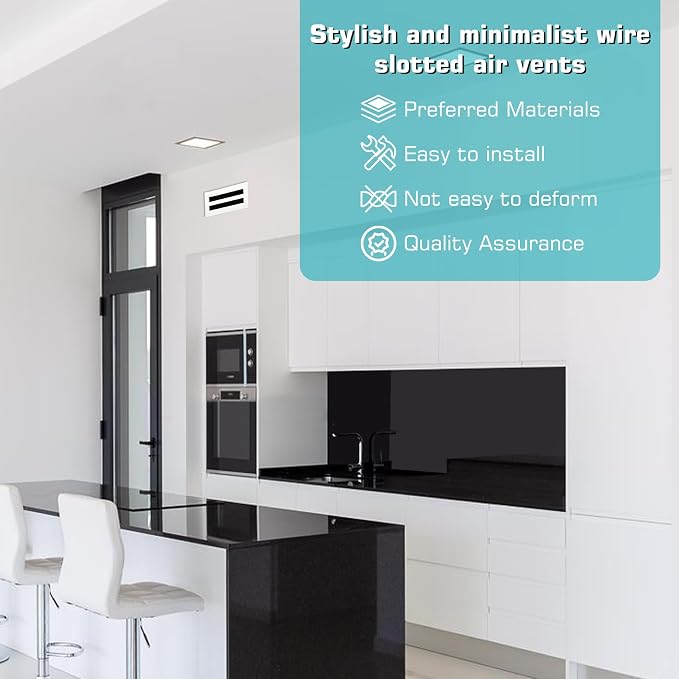 10x4 Modern AC Vent Cover, Decorative White Air Vent (Duct Opening Cutout), All Aluminium Standard Linear Slot Diffuser, Low