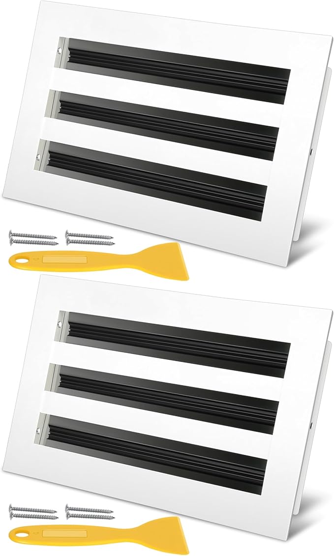 10x6 Modern AC Vent Cover 2Pack, Decorative White Air Vent (Duct Opening Cutout), All Aluminium Standard Linear Slot