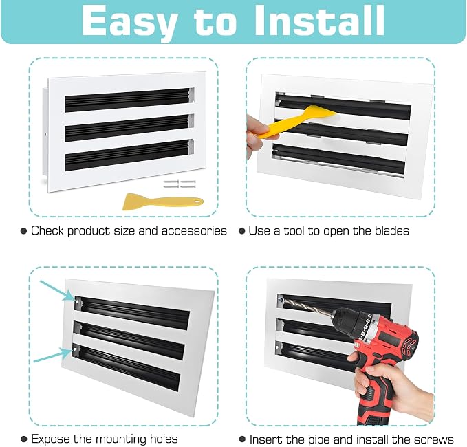 10x6 Modern AC Vent Cover 2Pack, Decorative White Air Vent (Duct Opening Cutout), All Aluminium Standard Linear Slot
