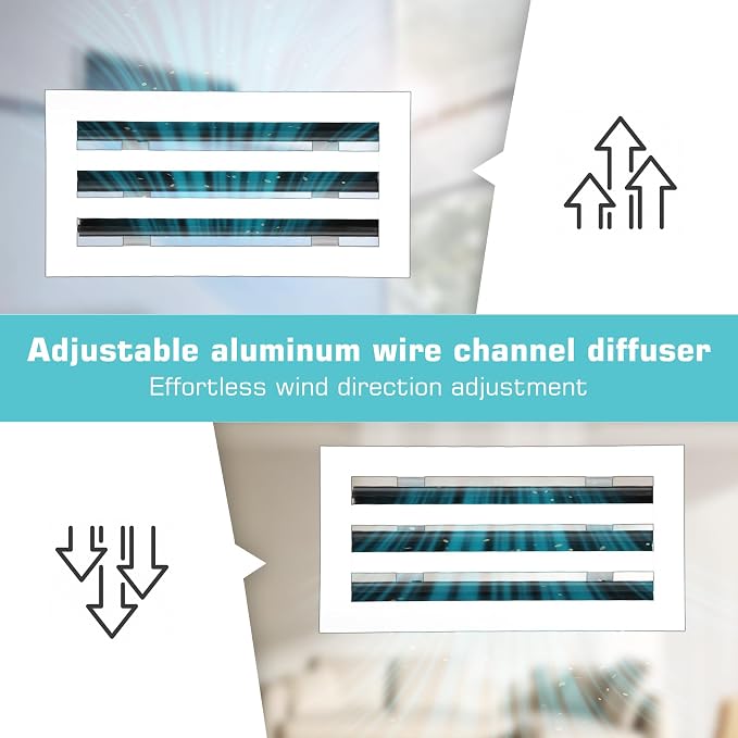10x6 Modern AC Vent Cover 2Pack, Decorative White Air Vent (Duct Opening Cutout), All Aluminium Standard Linear Slot