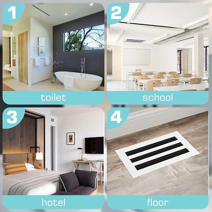 10x6 Modern AC Vent Cover 2Pack, Decorative White Air Vent (Duct Opening Cutout), All Aluminium Standard Linear Slot