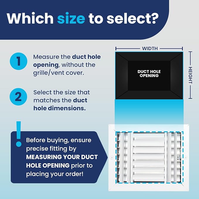 10x8 Inch (Duct Opening) Aluminum 3-Way Air Flow Vent – HVAC Vent Cover for Wall or Ceiling – Quiet HVAC Wall, alternate view