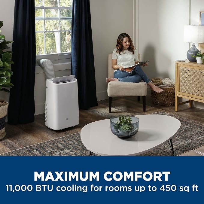 11,000 BTU Portable Air Conditioner for Medium Rooms up to 450 sq ft. (7,800 BTU SACC), 3-in-1 with Dehumidify, Fan and Auto