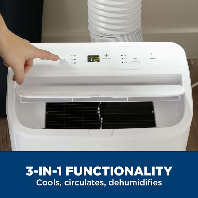 11,000 BTU Portable Air Conditioner for Medium Rooms up to 450 sq ft. (7,800 BTU SACC), 3-in-1 with Dehumidify, Fan and Auto