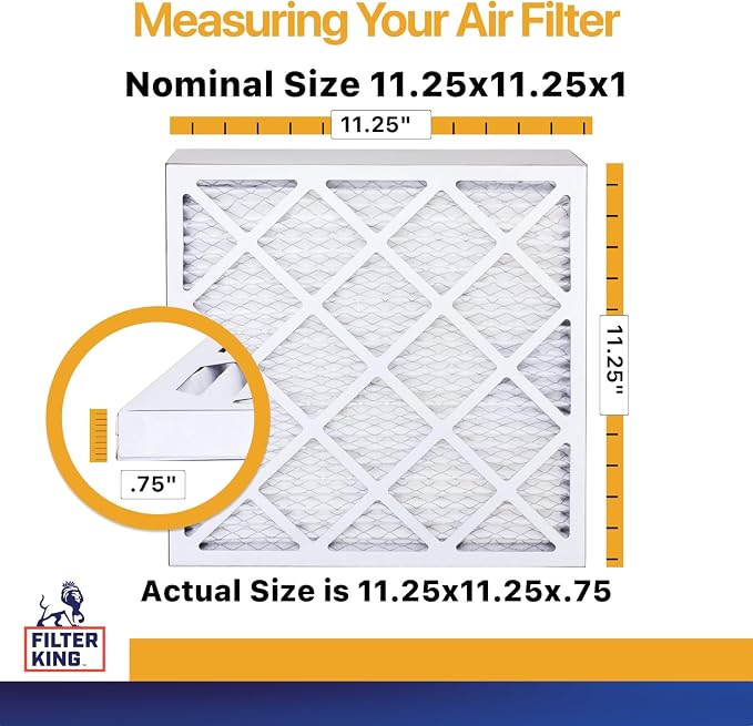 11.25x11.25x1 Air Filter (MERV 13) (12-Pack) Dust & Allergy Control AC Furnace Filters, MADE IN USA, HVAC, Pleated