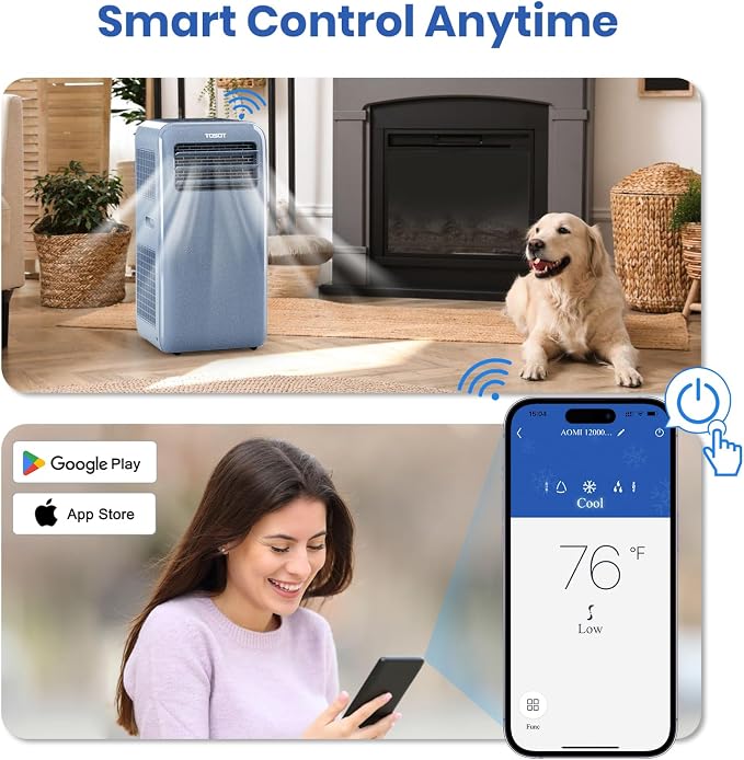 11,500 BTU (8,000 BTU SACC) Portable Air Conditioner WiFi Control, 3-in-1 Portable AC, Dehumidifier, alternate product view 3