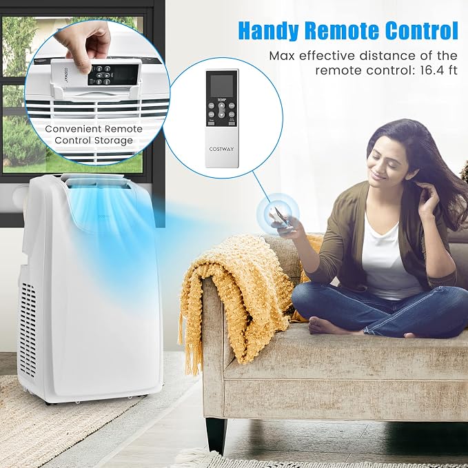 11,500 BTU Portable Air Conditioner, with Dual Hose, Remote Control, Powerful AC Unit Rooms up to 400 Sq.Ft. with