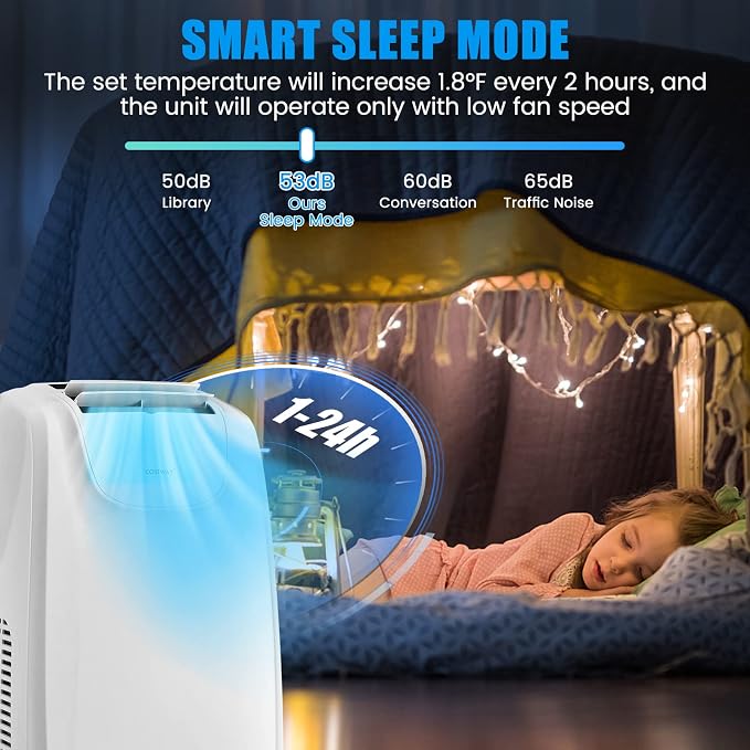 11,500 BTU Portable Air Conditioner, with Dual Hose, Remote Control, Powerful AC Unit Rooms up to 400 Sq.Ft. with