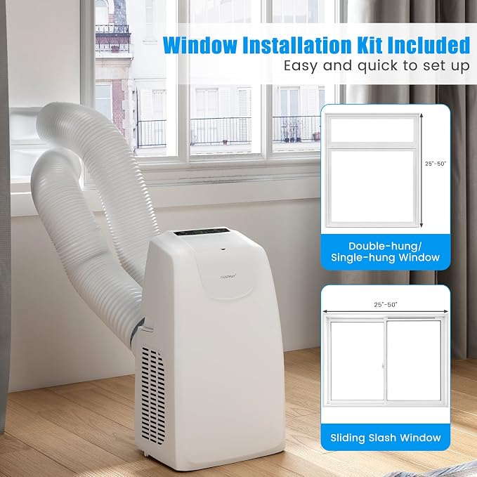 11,500 BTU Portable Air Conditioner, with Dual Hose, Remote Control, Powerful AC Unit Rooms up to 400 Sq.Ft. with