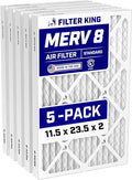 11.5x23.5x2 Air Filter (MERV 8) (5-Pack) Dust & Allergy Control AC Furnace Filters, MADE IN USA, HVAC, Pleated