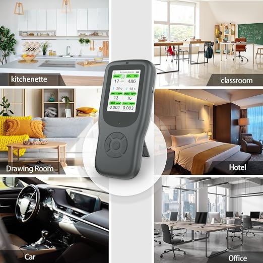 11-in-1 Air Quality Monitor - Portable Indoor Air Quality Detector with Stand, Real-Time Test for AQI, CO2, alternate view 9