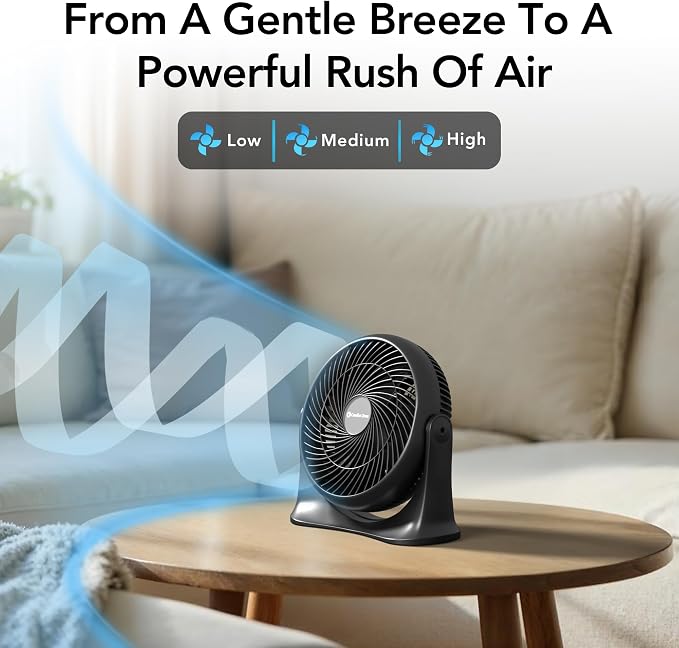 11-Inch High-Velocity Tabletop Air Circulator Fan – Quiet 3-Speed Personal Turbo Fan with 90° Adjustable Tilt &, alternate