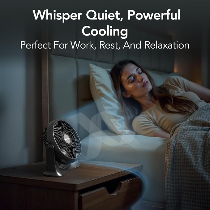 11-Inch High-Velocity Tabletop Air Circulator Fan – Quiet 3-Speed Personal Turbo Fan with 90° Adjustable Tilt &, alternate