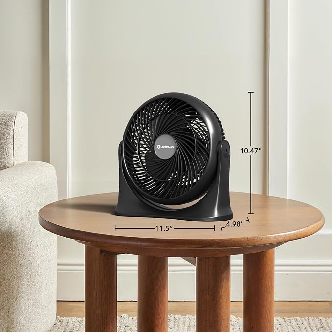 11-Inch High-Velocity Tabletop Air Circulator Fan – Quiet 3-Speed Personal Turbo Fan with 90° Adjustable Tilt &, alternate