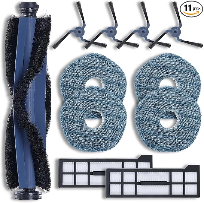 11 Pack Replacement Parts Mop Pads for X10 Pro Omni Accessories Robot Vacuum Accessories, 1 Roller Brush, 2 Filters, 4