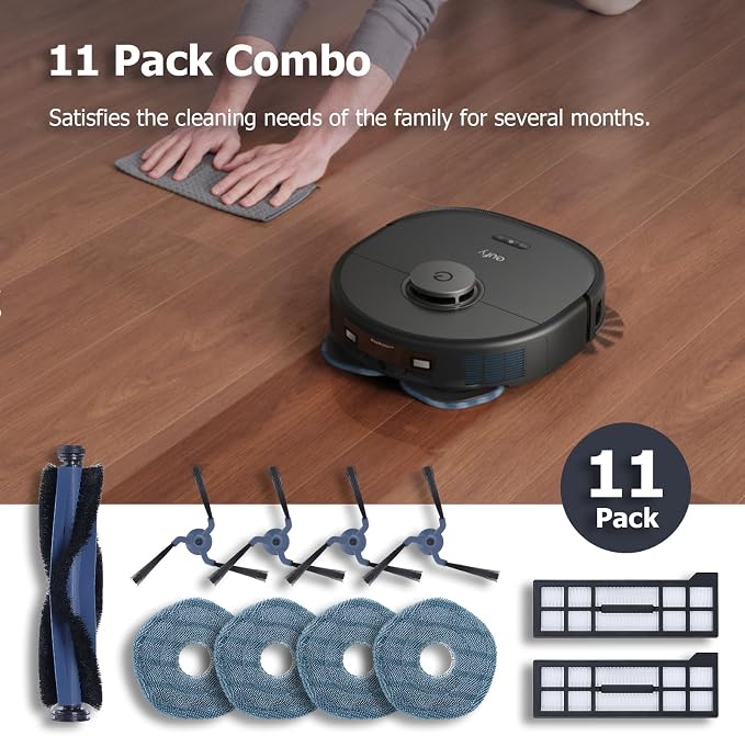 11 Pack Replacement Parts Mop Pads for X10 Pro Omni Accessories Robot Vacuum Accessories, 1 Roller Brush, 2 Filters, 4