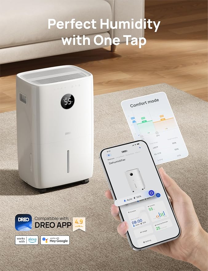 110-Pint Smart Dehumidifier for Basement, 4500 Ft2 for Large Room, 2 Gallon Water Tank, alternate product view 6