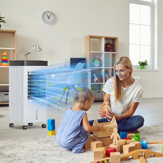 110V Evaporative Air Cooler with 2.6 Gal Water Tank, 3 IN 1 Portable Air Conditioners with Remote, Portable Air Cooler with