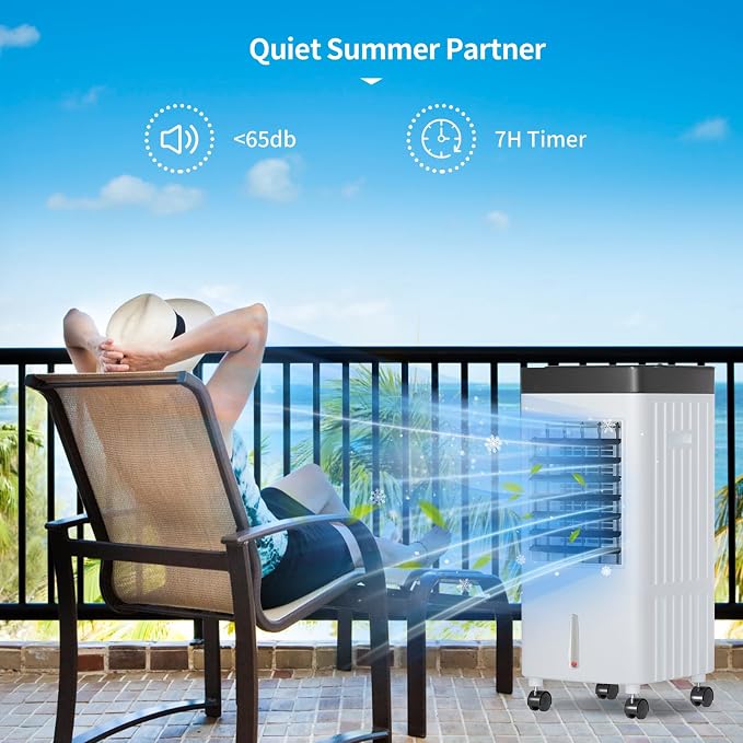110V Evaporative Air Cooler with 2.6 Gal Water Tank, 3 IN 1 Portable Air Conditioners with Remote, Portable Air Cooler with