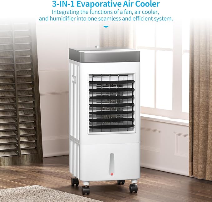 110V Evaporative Air Cooler with 2.6 Gal Water Tank, 3 IN 1 Portable Air Conditioners with Remote, Portable Air Cooler with