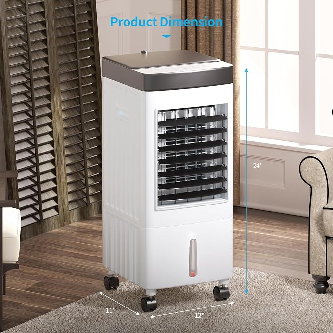 110V Evaporative Air Cooler with 2.6 Gal Water Tank, 3 IN 1 Portable Air Conditioners with Remote, Portable Air Cooler with