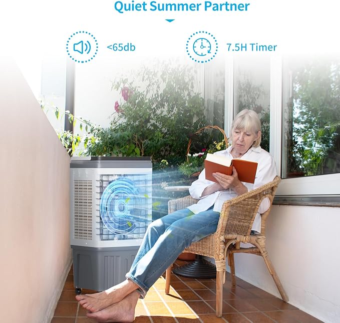 110V Evaporative Air Cooler with 6.6 Gal Water Tank, 3 IN 1 Portable Air Conditioners with Remote, Portable Air Cooler with