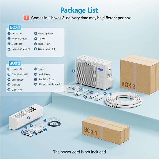 11500 BTU Wifi Enabled Mini Split Air Conditioner & Heater, 17 SEER2 230V Inverter Ductless Wall AC Unit with Pre-Charged