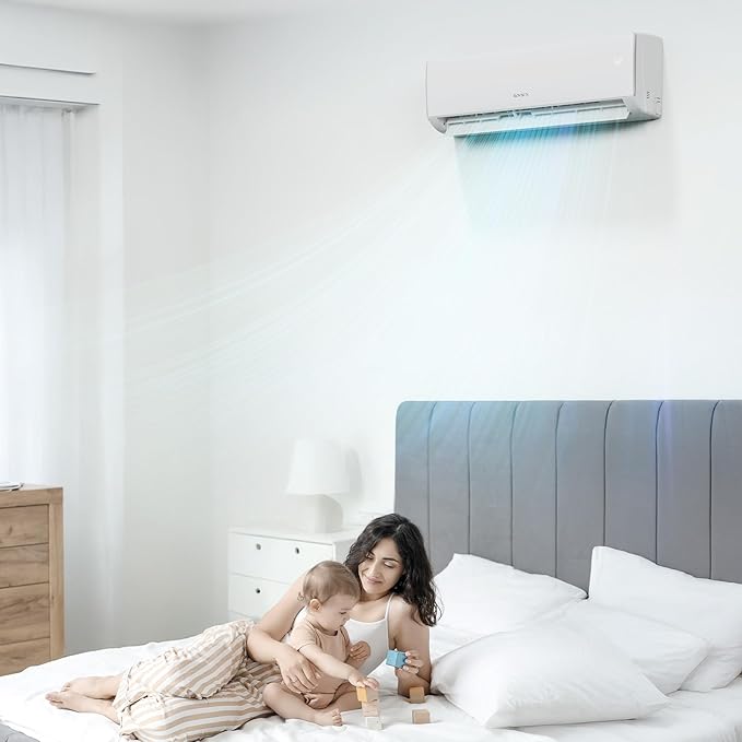 11500 BTU Wifi Enabled Mini Split Air Conditioner & Heater, 17 SEER2 230V Inverter Ductless Wall AC Unit with Pre-Charged
