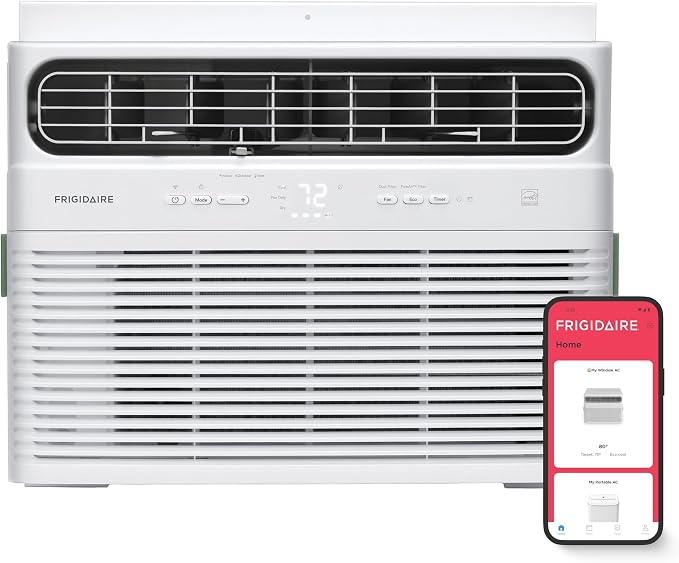 115V 12000 BTU Smart Inverter Window Air Conditioner with Dehumidifier, Fan, Wi-Fi & Remote Control, Quiet Energy Efficient