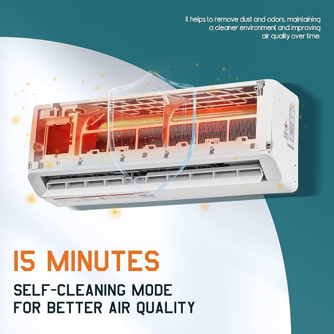 115V Mini Split Air Conditioner with Heat Pump, Wifi Enabled 12000BTU Ductless Split Ac with Self-Cleaning, SEER2 18 Air