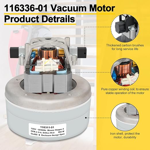 116311-01 Vacuum Blower Motor 5.7" 120V High-Suction Low-Noise Energy-Efficient Replacement Motor Easy, alternate view 5