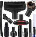 11PCS Universal Vacuum Attachment Kit Wet Dry Plastic Vacuum Hose Adapter 1-1/4" Vacuum Cleaners Accessories with Horse Hair
