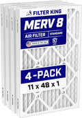 11x48x1 Air Filter (MERV 8) (4-Pack) Dust & Allergy Control AC Furnace Filters, MADE IN USA, HVAC, Pleated, product image