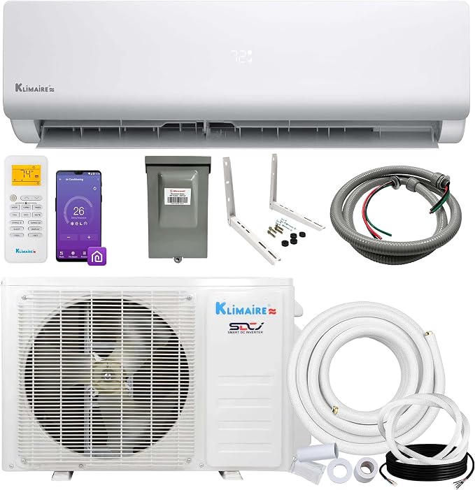 12,000 BTU 17 SEER2 Ductless Mini-Split Heat Pump Air Conditioner with 16 Ft. Installation Kit, Wall Bracket, Electrical