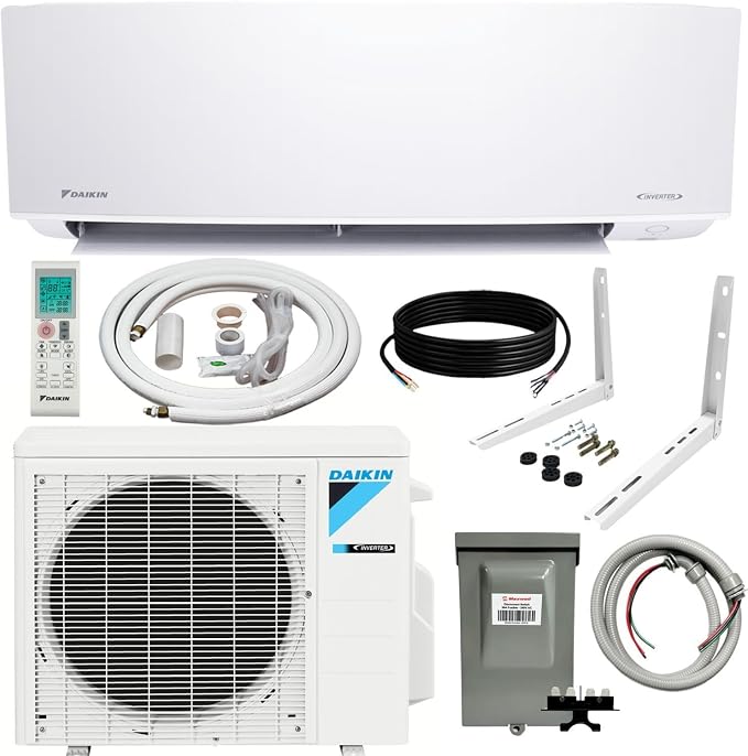 12,000 Btu 18 SEER2 Ductless Mini-Split Wall Mount Heat Pump Air Conditioner - R32 w/Installation Kit, 1/2 Whip, 30A