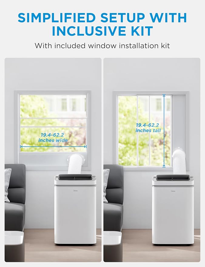 12,000 BTU ASHRAE (8,000 BTU SACC) Portable Air Conditioner, Cools up to 350 Sq.Ft., with Dehumidifier & Fan mode, Control