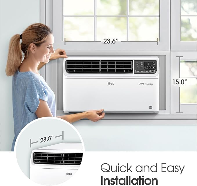 12,000 BTU Dual Inverter Smart Window Air Conditioner, Cools 550 Sq. Ft., Ultra Quiet Operation, Up to 35% More Energy