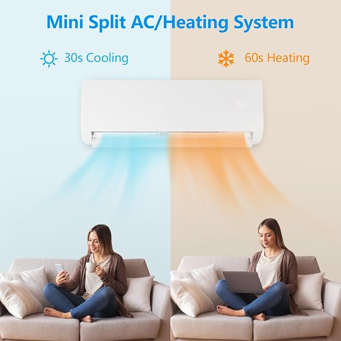 12,000 BTU Ductless Mini Split AC/Heating System, 20 SEER Inverter Split-System Wall Air Conditioner with Heat Pump