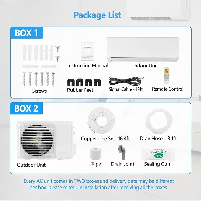 12,000 BTU Ductless Mini Split AC/Heating System, 20 SEER Inverter Split-System Wall Air Conditioner with Heat Pump