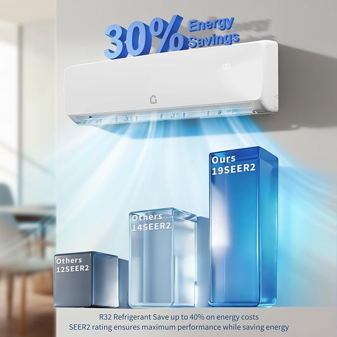 12,000 BTU Mini Split AC/Heating System, 19 SEER2 230V Ductless Split-System Air Conditioner with Heat Pump, alternate