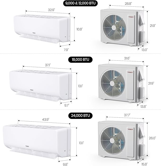 12,000 BTU Mini-Split Air Conditioner and Heating System, 19 SEER2 Wifi-Enabled Ductless Inverter AC Unit with 16ft Copper