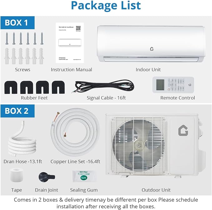 12,000 BTU Mini Split Air Conditioner & Heater, 21 SEER2 Ultra Quiet 208-230V Ductless AC with WiFi & Alexa Control