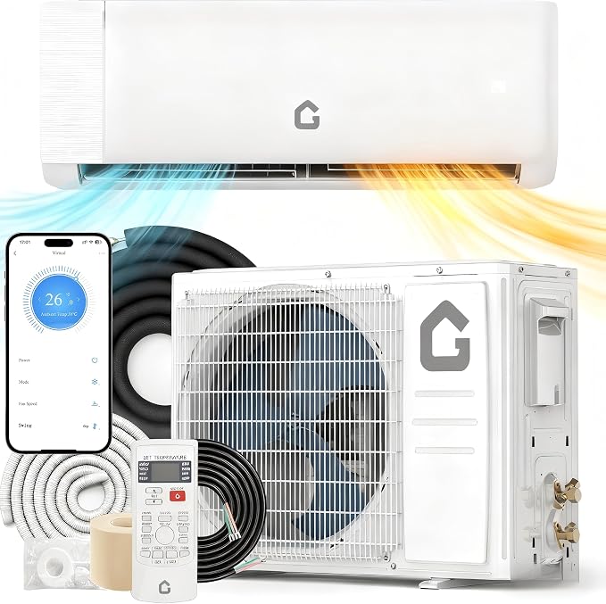 12,000 BTU Mini Split Air Conditioner & Heater, 21 SEER2 Ultra Quiet 208-230V Ductless AC with WiFi & Alexa Control