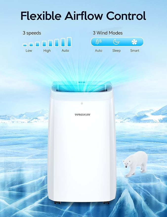 12,000 BTU Portable Air Conditioner, 3-in-1 AC with Fan & Dehumidifier, Cools up to 450 Sq.Ft, Energy Efficient AC Unit with