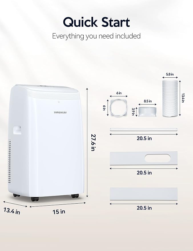 12,000 BTU Portable Air Conditioner, 3-in-1 AC with Fan & Dehumidifier, Cools up to 450 Sq.Ft, Energy Efficient AC Unit with