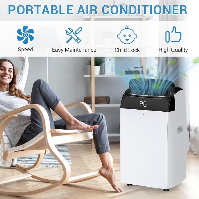 12,000 BTU Portable Air Conditioner, 3-in-1 Remote Control AC with 24-Hour Timer, alternate product view 4